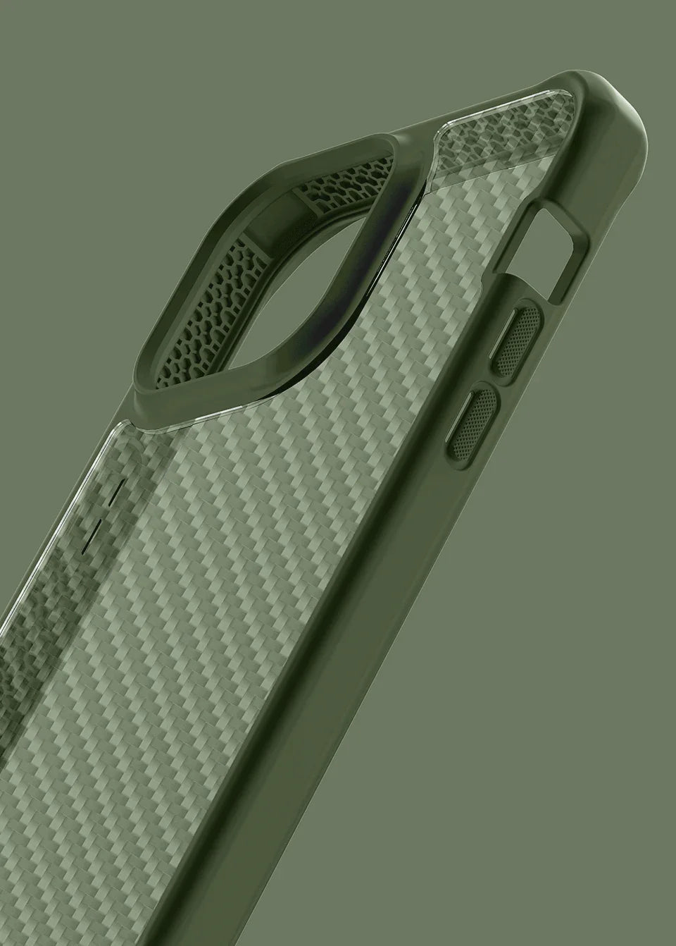Itskins Hybrid Tek iPhone 14 Pro Max Case - Olive Green And Transparent - Tashqila Itskins Hybrid Tek iPhone 14 Pro Max Case - Olive Green And Transparent - Tashqila